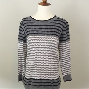 J.Crew Gray Black Stripe Sweater
